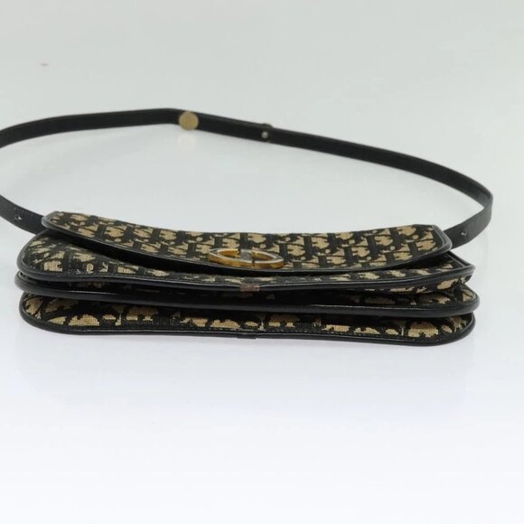 Christian Dior Trotter Canvas Shoulder Bag Navy Gold Auth BD2210 - Picture 7 of 16